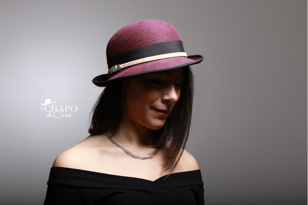 Les Chapo de Caro, chapeau de feutre bordeaux pour femme Maïwen