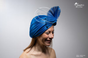 LesChapodeCaro-Dido-Turban bleu en fibre banane et jonc argent